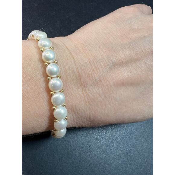 Vintage 14k gold freshwater pearl bracelet - Picture 6 of 14